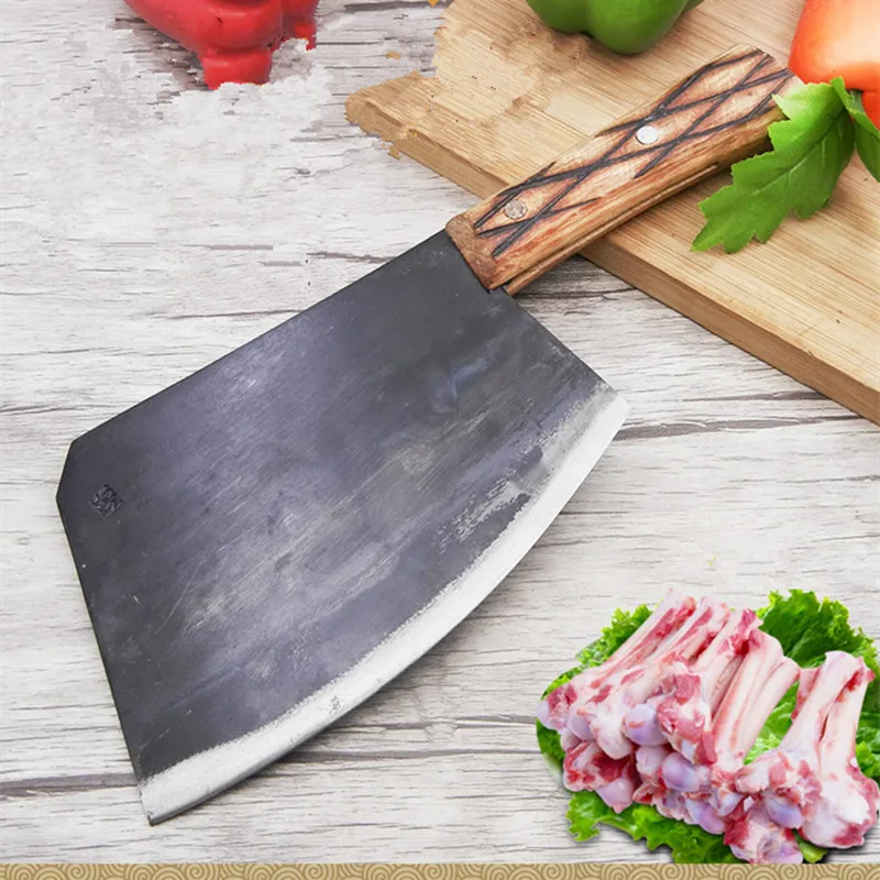 

CZQ Handmade Forged Kitchen Chop Bone Knife Cut Big Bone Knife Carbon Steel Sharp Chef Knife Firewood Axe Labor-saving Pig Knife