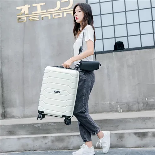 KLQDZMS 20/24/28 дюймов чемодан на колесах PP сумки на колёсиках spinner на колесах для мужчин и женщин багаж для деловых поездок - Цвет: white