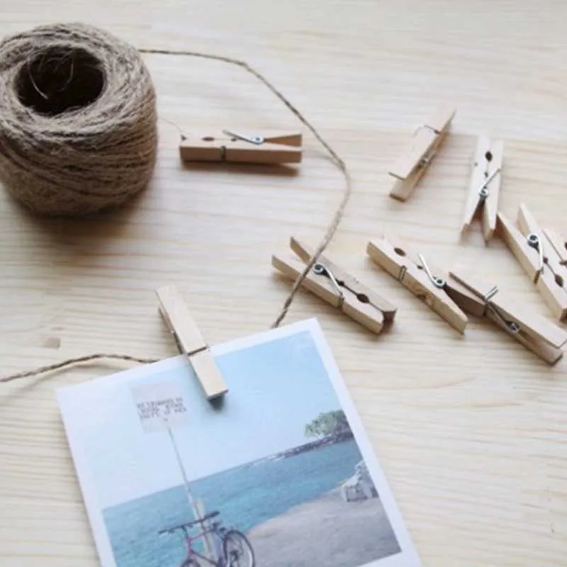 

50Pcs Wood Clothes Pegs Natural Wooden Clothes Photo Paper Peg Color Wooden Clips Decorative Wood Craft Clips Office Stationery