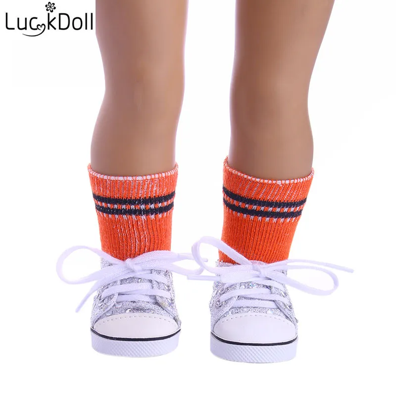 LUCKDOLL красочные носки подходят 18 дюймов Американский 43 см Кукла одежда аксессуары, игрушки для девочек, поколение, подарок на день рождения