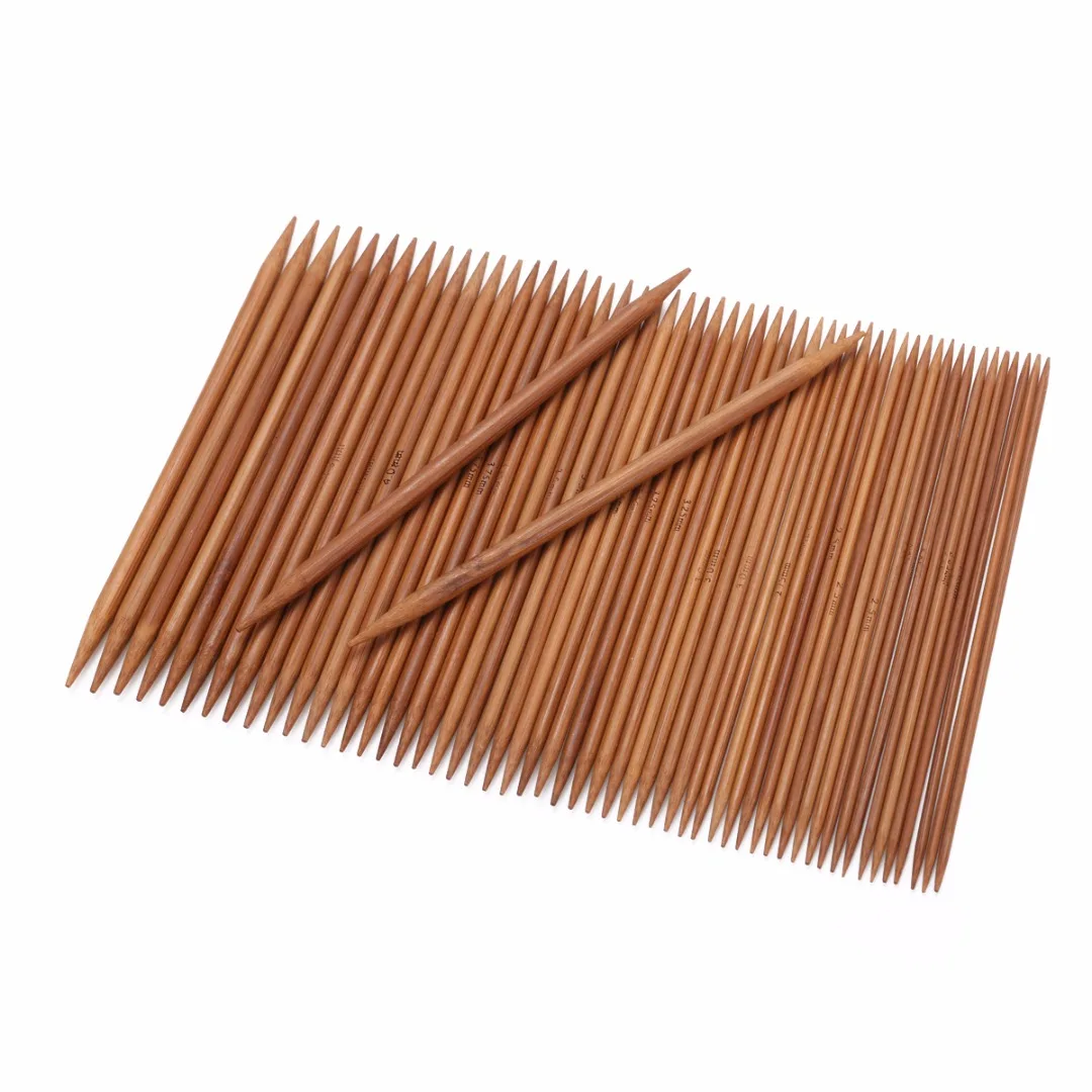 55pcs Double Pointed Knitting Needles 11 Sizes 13cm Carbonized Bamboo Needles Set DIY Sewing Accessories for Weaving Scarf