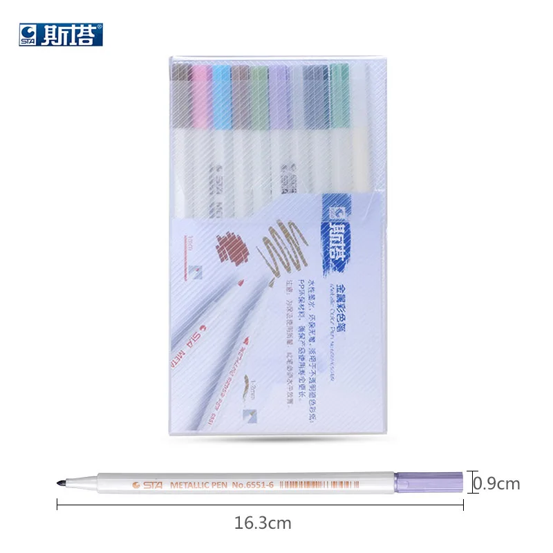 STA 6551 metal color marker Graffiti pen multicolor paint marker pen sharpie chacos Drawing mark pen shirecky 6551 metallic gel pen set