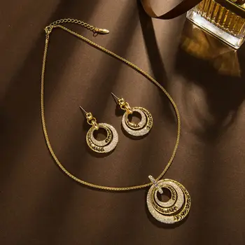 

Viennois Jewelry Sets for Women Fashion Mixed Color Hollow Out Necklace Earrings Set Party Jewelry