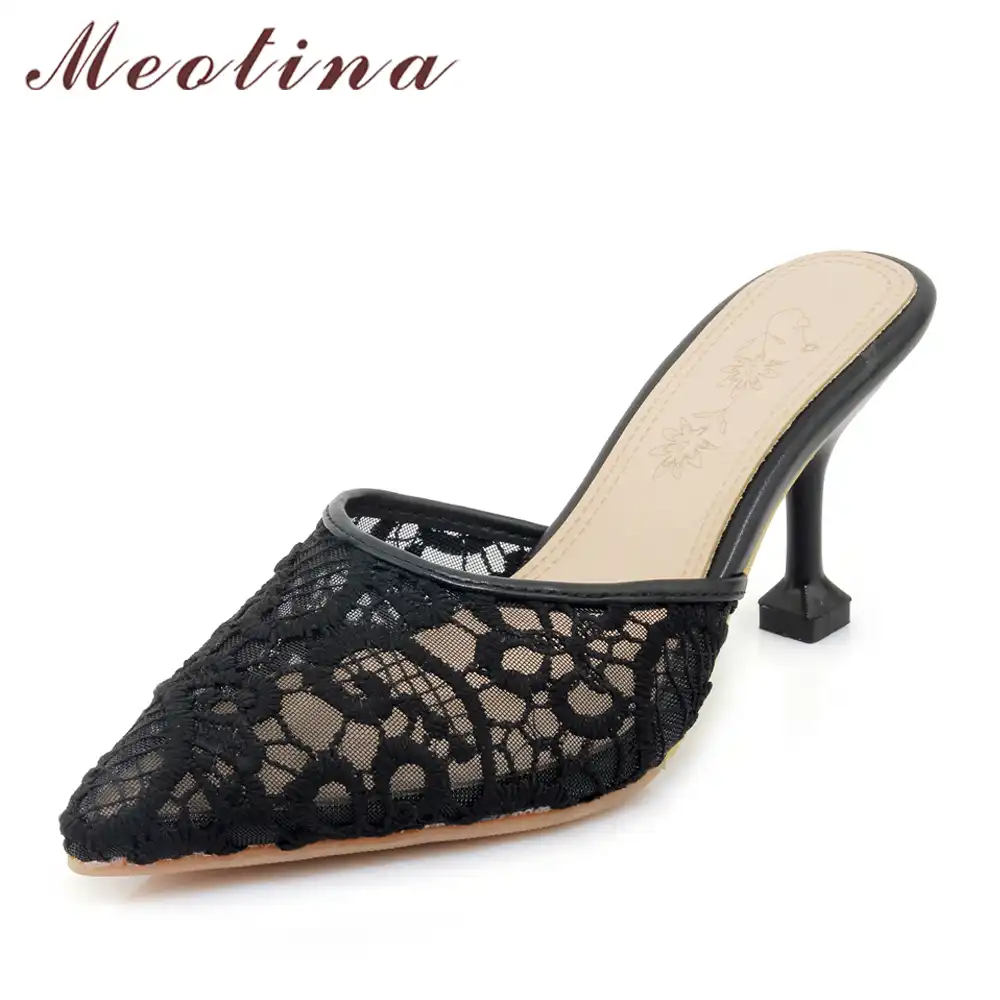 black kitten heel mules