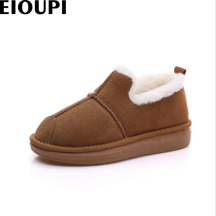 Теплые зимние ботинки EIOUPI из натуральной воловьей кожи женские повседневные