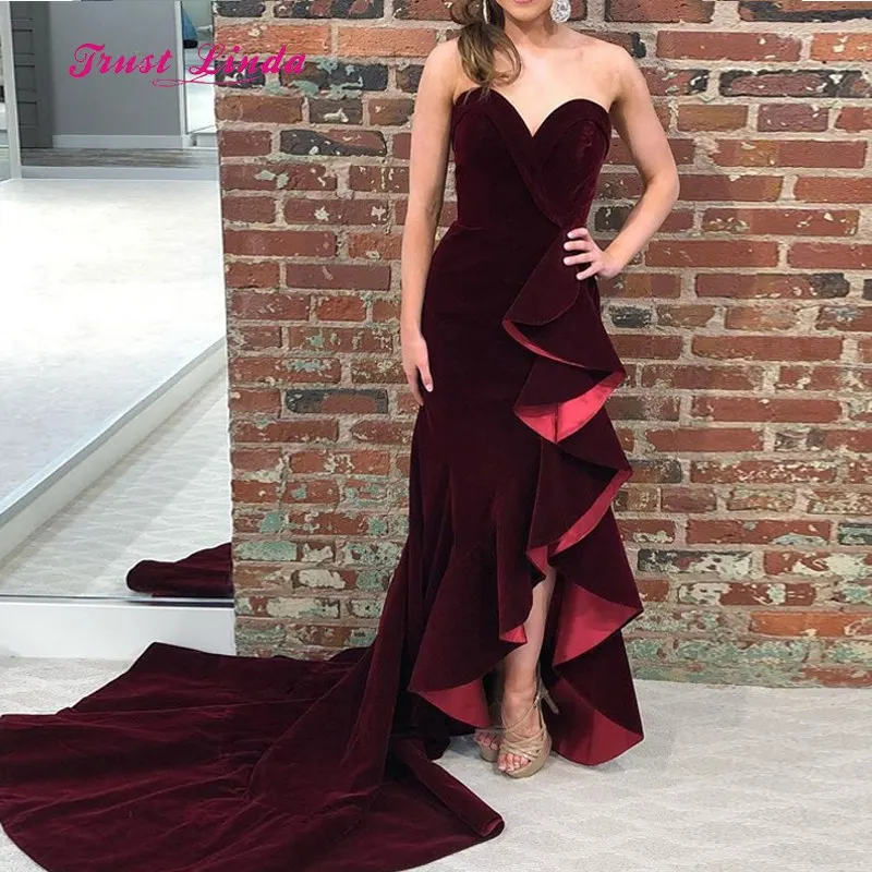 high low velvet dress