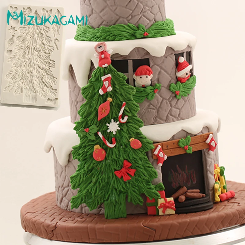 

3D Big Christmas Tree Snowflake Bow Silicone Mold Fondant Cake Chocolate Silicone Clay Kitchen Baking Tools DJ-01176