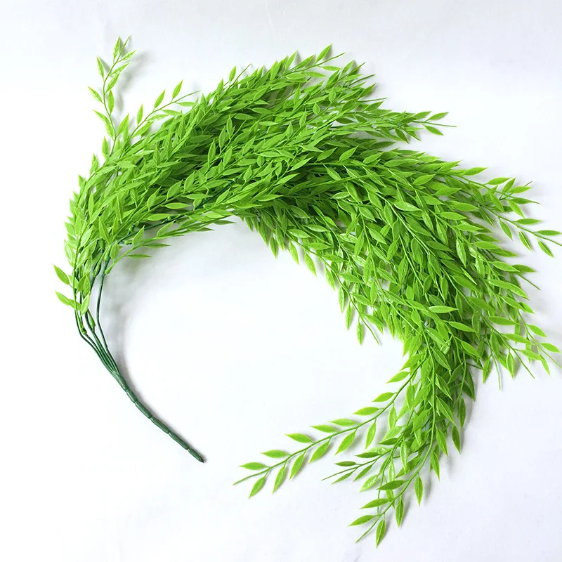 

1PC 5 Bifurcation Artificial Fake Hanging Branch Wicker Decora Home Garden Wedding Corridor Green Wicker Wall Artificial Decora