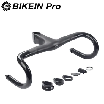 

BIKEIN Lite 3k/UD Carbon Fiber Road Bike Integrated Handlebar Cycling Bicycle Bent Bar With Stem 28.6mm Headset Ultralight 450g