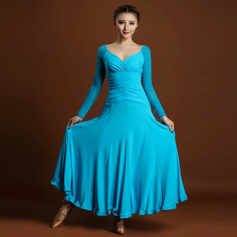 High end Adult Modern Dance Ballroom Dancing Dress Fashion Sexy V neck