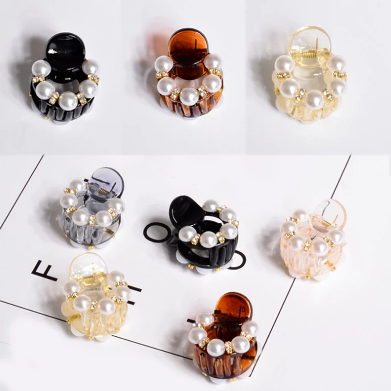 

2018 New Pearl Crystal Hair Claw 1PC Mini Girls jewelry Hair Accessories Barrettes Ladies hair clips for women pink black gothic