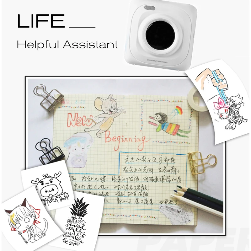 Paperang mini impressora térmica bluetooth portátil fotos