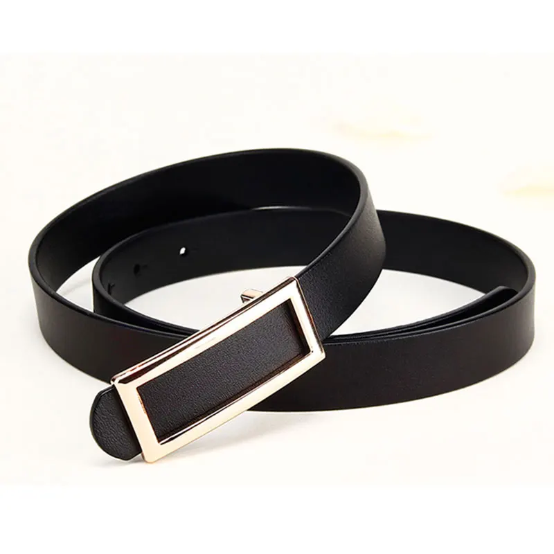 

Metal Smooth Buckle Real Leather Belts Women Fashion Simple Leather Belts Accessories Ladies Elegant Decorative For Suit Dress