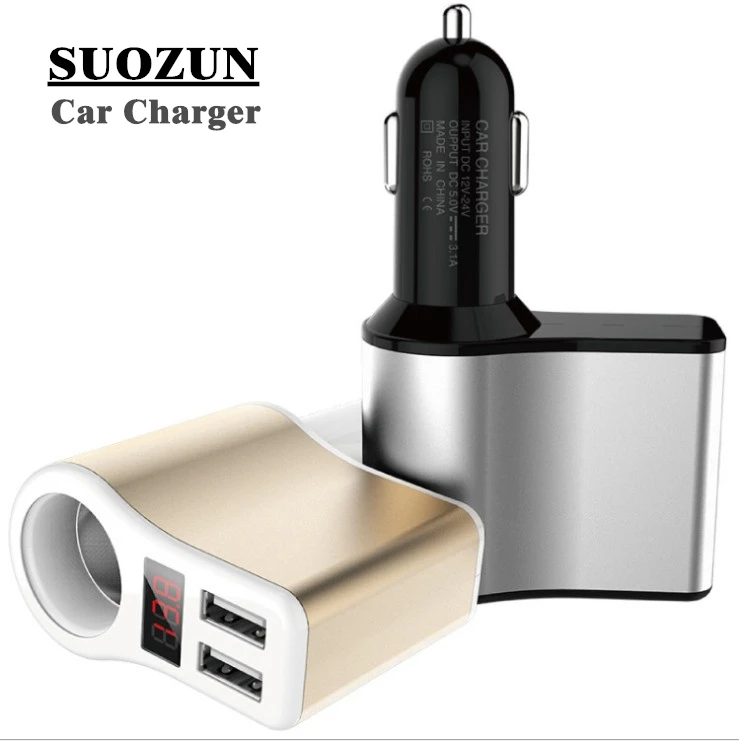 

SUOZUN USB Car Charger with LED Screen Smart Auto Car Charger Adapter Charging for iPhone 7 Samsung Xiaomi Car Phone charger