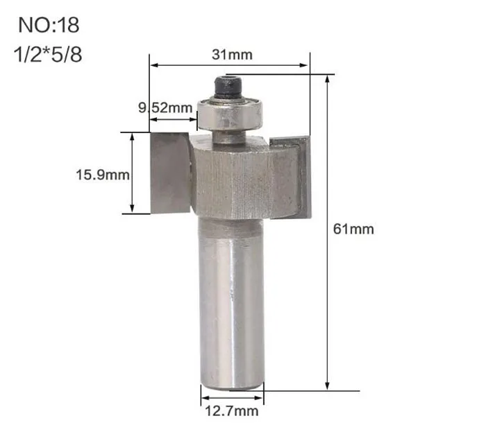 1/" 1/2 хвостовик" Т "типа печенья шарнирный слот резак для соединения/долбежные фрезы для деревообработки - Длина режущей кромки: NO 18