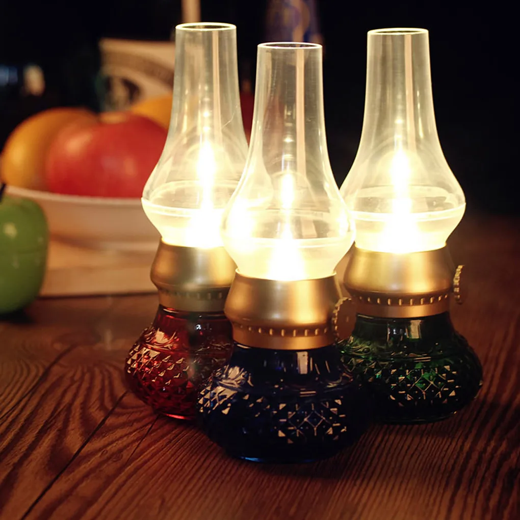 

Blowing Control LED Oil Table Lamp USB Rechargeable 16-18LM Wireless Night Light On/Off Switch 3 Color
