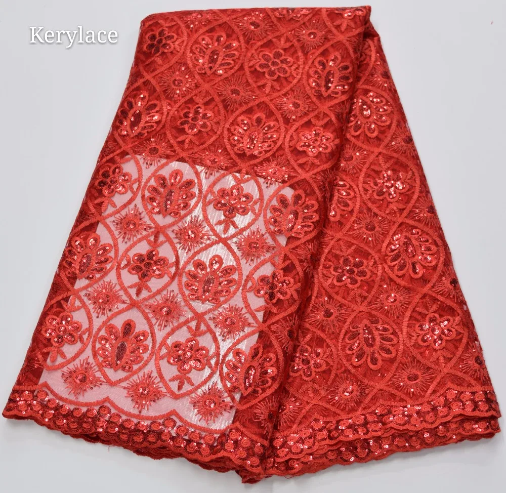 

KER YLILI French African White Lace Fabrics High Quality African Tulle Lace Voile Yellow Sequins Lace Fabric Nigerian KRL-4072