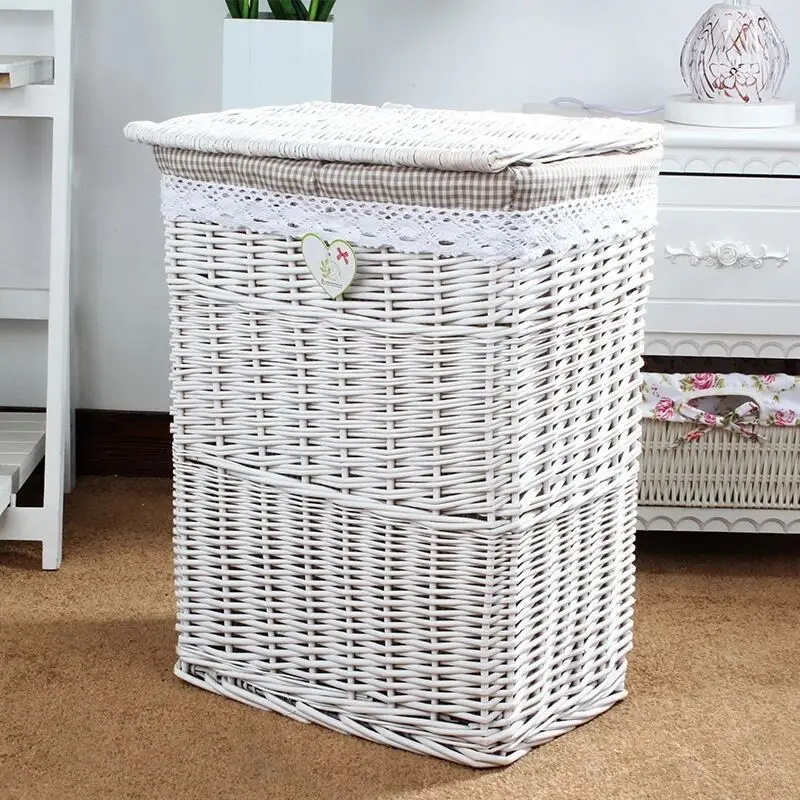 Large Wicker Laundry Basket With Lid For Clothes Rattan Cloth Large Wicker Laundry Basket With Lid For Clothes Rattan Cloth Hamper Canvas Sorter Fabric Storage In Bags Baskets