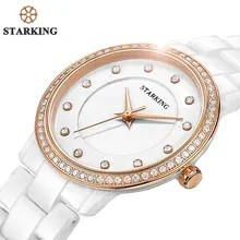 STARKING Official Women Clock Quartz Watch Hot Sale Diamond Ladies Bracelet Watches Geneva Rose Gold Rhinestone Ceramic Watches