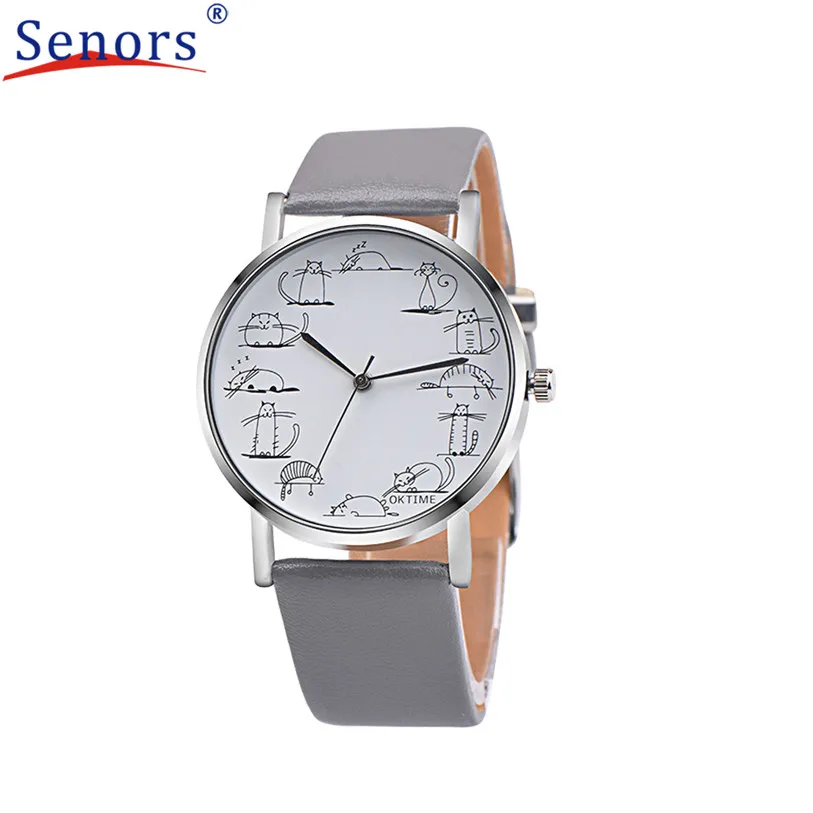 

Retro Design Lovely Cartoon Cat Leather Band Analog Alloy Quartz Wrist Watch  Art Gift relogio masculino Uhren relojes DEC21