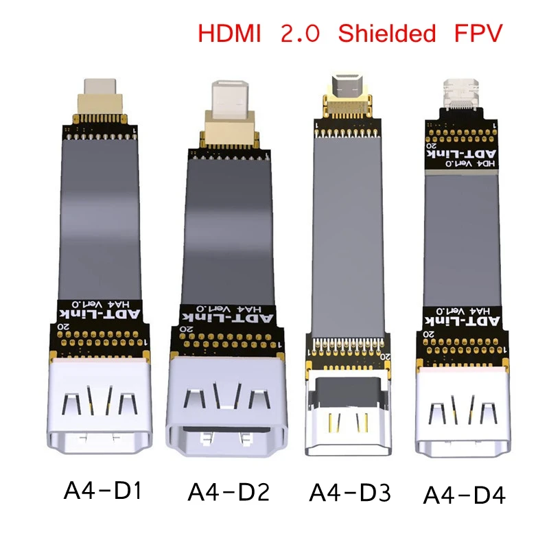 A4-D FPV HDMI 2 0 A мама к Micro Тип D экранированный FPC плоский кабель 4k 60 Гц 5 см-10 м для