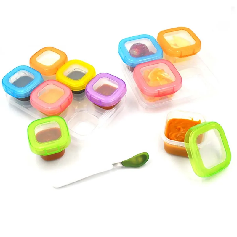 

Baby Food Containers Snack Box Kids Toddler Milk Powder Formula Dispenser BPA Free Blocks Freezer Storage Containers 6Pcs 120ML
