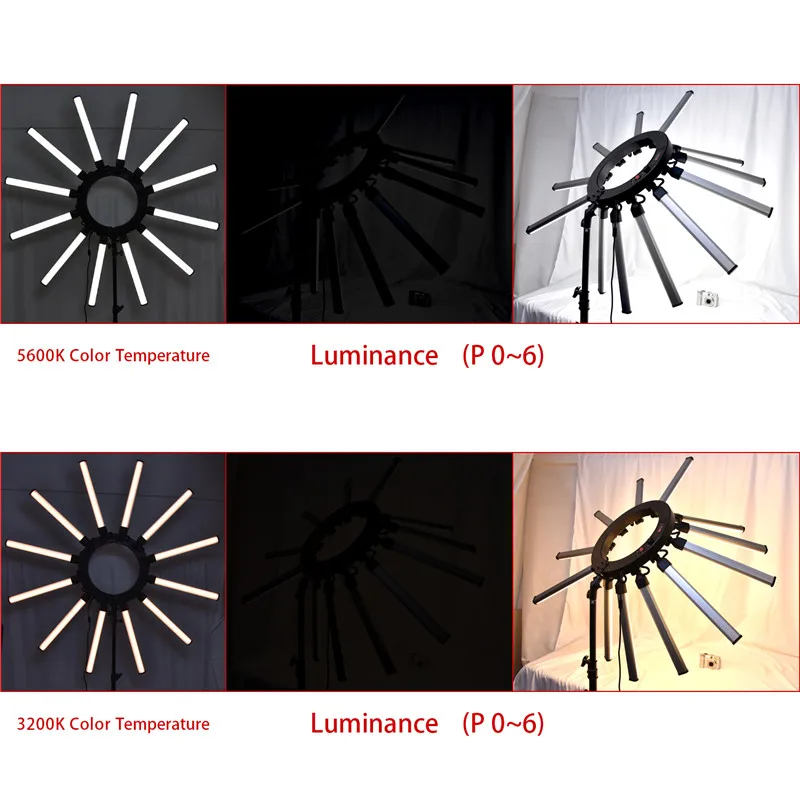 Fosoto TL-1800 фотографический светильник ing с регулируемой яркостью 3200-5600K 12 трубок 672 светодиодов камера фото студия телефон фотография кольцо светильник лампа