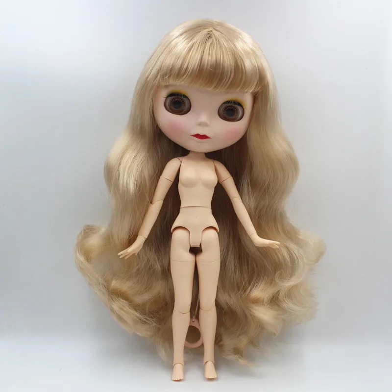 Blygirl, Блит куклы, золотой челкой, новая кукла, 19-костяшки тела, матовое лицо, обнаженная кукла, 1/6 кукла, может изменить тело