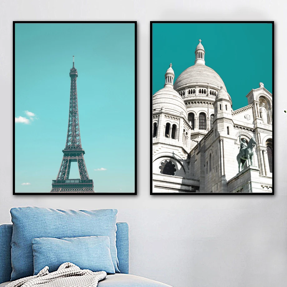 Paris-Tower-Sacre-Coeur-Basilica-Church-Wall-Art-Canvas-Painting-Nordic-Posters-And-Prints-Wall-Pictures