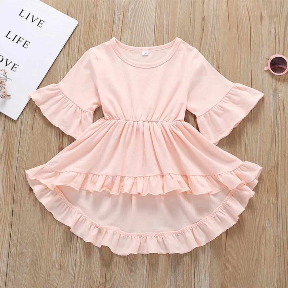 Kids Baby Girls Falbala Irregular T-shirt Top Striped Flare Pants Clothes Set