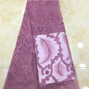 

2019 New Design African Lace Fabric Sequins Embroidery Lace Fabric Bridal Wedding French Mesh Lace Fabric 5 Yards/Lot
