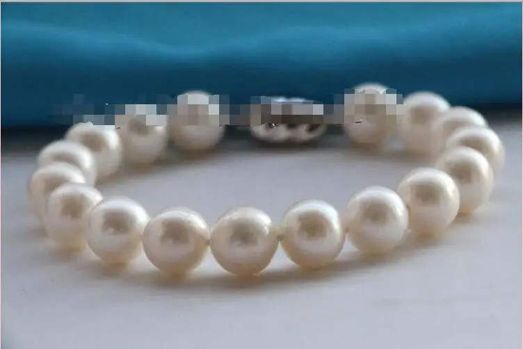 

Free shipping hot sale Women Bridal Wedding Jewelry >>8" Genine Natural 12mm White Round Pearl Bracelet 925silver