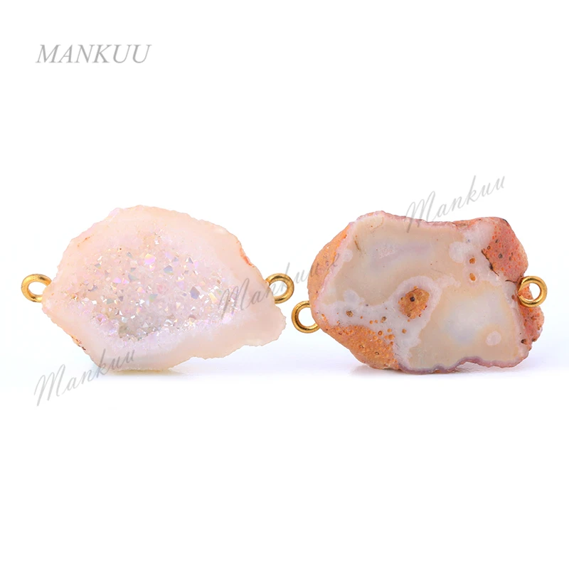 DRF134 Hot Trendy Random Shape Geode Drusy Druzy Pendant Connectors with Double Bails New Jewelry Supplies 18*24mm-25*25mm Jewelry Findings