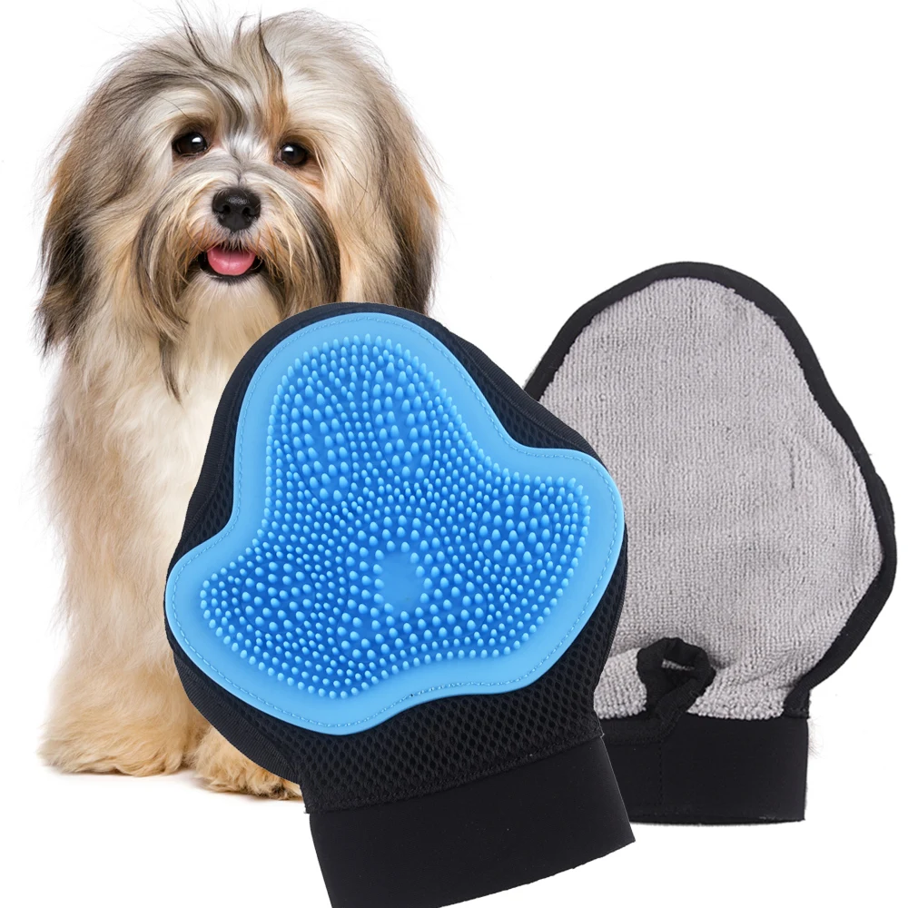Pet Grooming Silicone Glove For Animal Hackle Hair Glove For Cat Comb