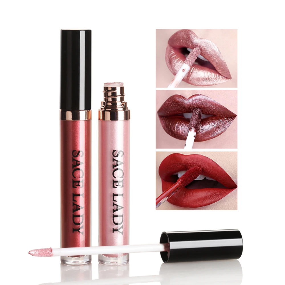 

1PC 6ml Waterproof Liquid Lipstick Glitter Makeup Metallic Lip Gloss Long-lasting Shimmer Metal Lipgloss Tint Lips Make up Tools