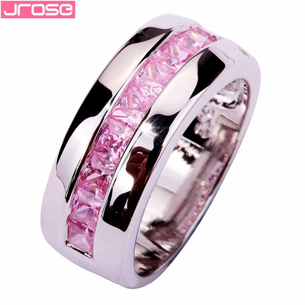 

Wedding Bridal Fashion Emerald Cut Pink Topaz 925 Silver Ring Size 7 8 9 10 Free Shipping Wholesale Jewelry For Women Gift