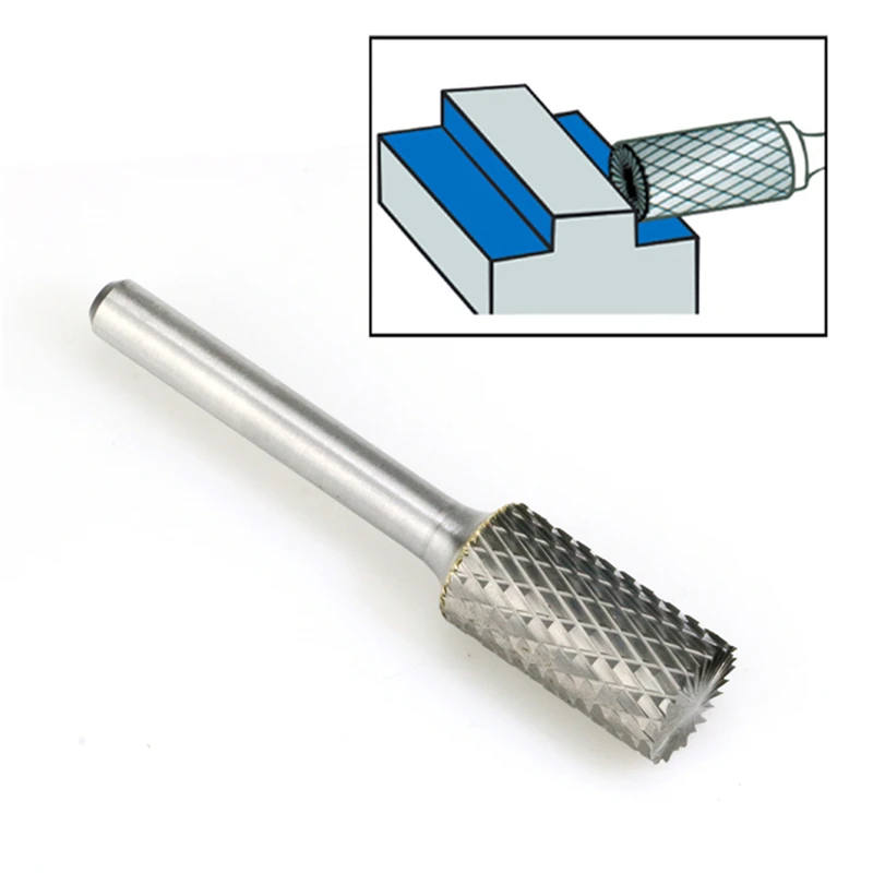 SB-5 Tungsten Carbide Burr File 1/2 Inch Head with 1/4 Inch Shank Cylinder Shape Metalworking Bit for Rotary Die Grinder,1pcs