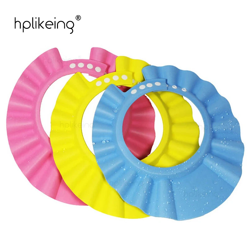 

Hplikeing Adjustable Baby Kids Shampoo Bath Shower Cap Wash Hair Shield with 34-45cm Head Circumference EVA foam bath hat