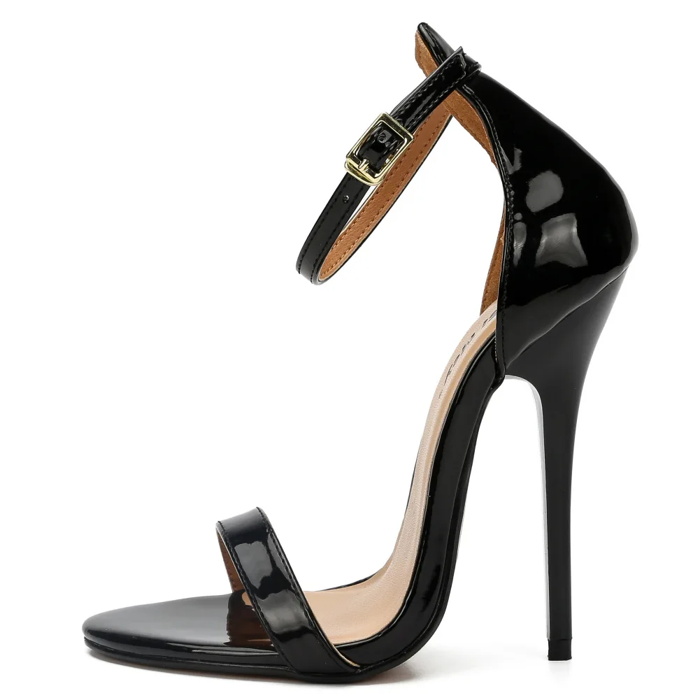 Летние пикантные Для женщин босоножки на высоком каблуке вечерние с круглым носком с ремешком, пряжкой обувь из вискозы тонкой heelWoman обувь - Цвет: Черный