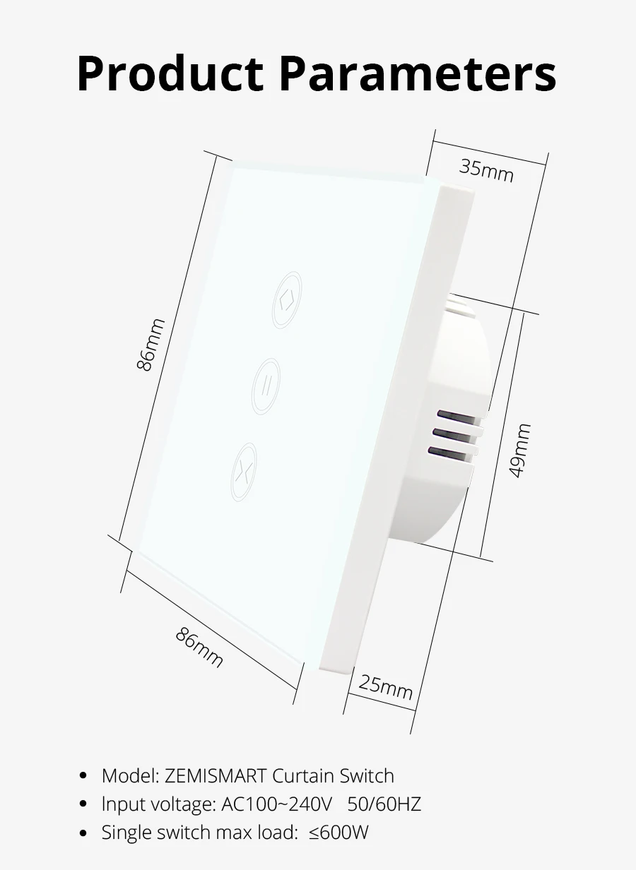 Zigbee ue interruptor de parede cortina compatível