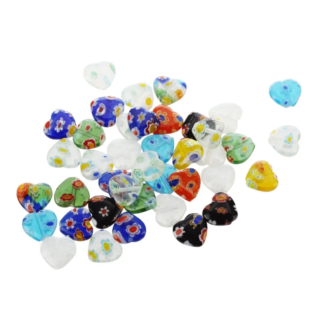 40pcs MIX Millefiori Lampwork Flat Heart Glass Beads 10mm ~ Jewelry Findings | Украшения и аксессуары