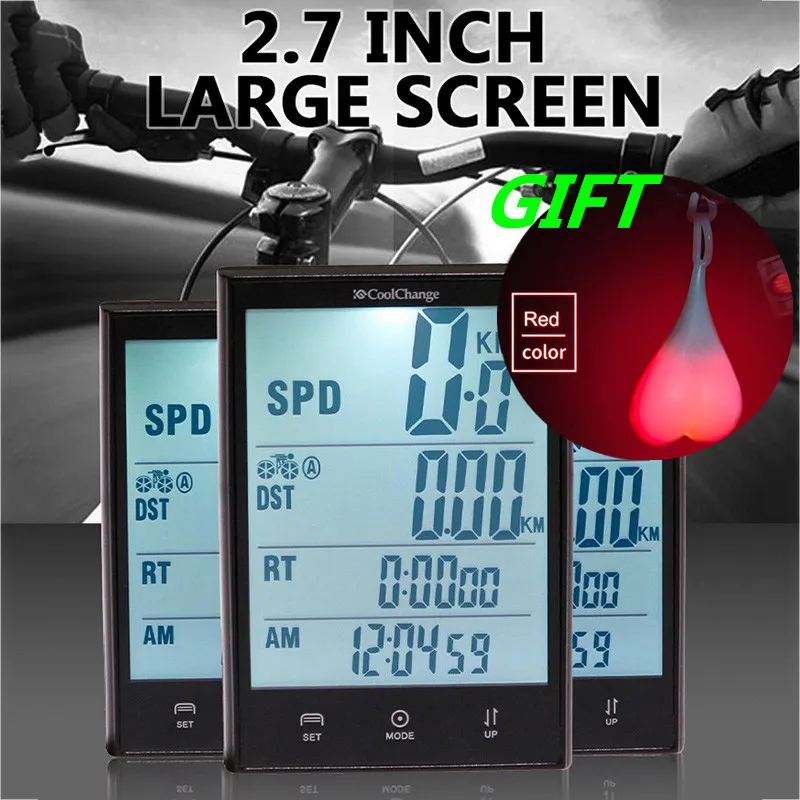 

Wireless 2.8'' Large Screen Bicycle Computer Rainproof Cycling Bike Computer Speedometer Easy Mount Measurable Stopwatch