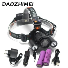 Масштабируемый регулируемый фокус 8000 лм XM-L T6 светодиодный налобный фонарь высокой мощности светодиодный налобный фонарь 4 режима светодиодный налобный фонарь+ зарядное устройство+ 2 аккумулятора 18650+ USB