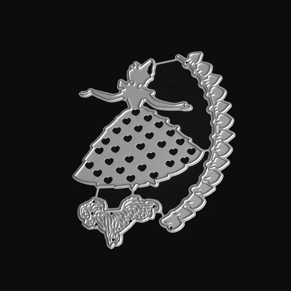  Lovely Girl with Dog Metal Cutting Dies Scrapbooking Embossing Stencil Cut Die For DIY Invitation A - 32869790083