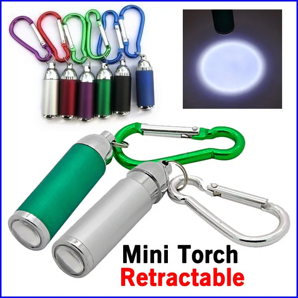 5pcs/lot Mini Retractable LED Keychain Light Mini Torch Keyring Key