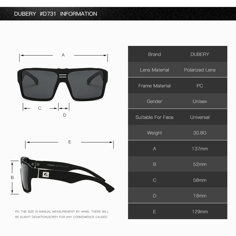 DUBERY, поляризационные солнцезащитные очки для мужчин, авиационные, для вождения, солнцезащитные очки, мужские, квадратные, Роскошные, брендовые, дизайнерские, на молнии, 729