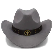 Женская шерстяная открытая западная ковбойская шляпа для леди Cowgirl Jazz Equestrian Sombrero Hombre cap размер 56-58 см