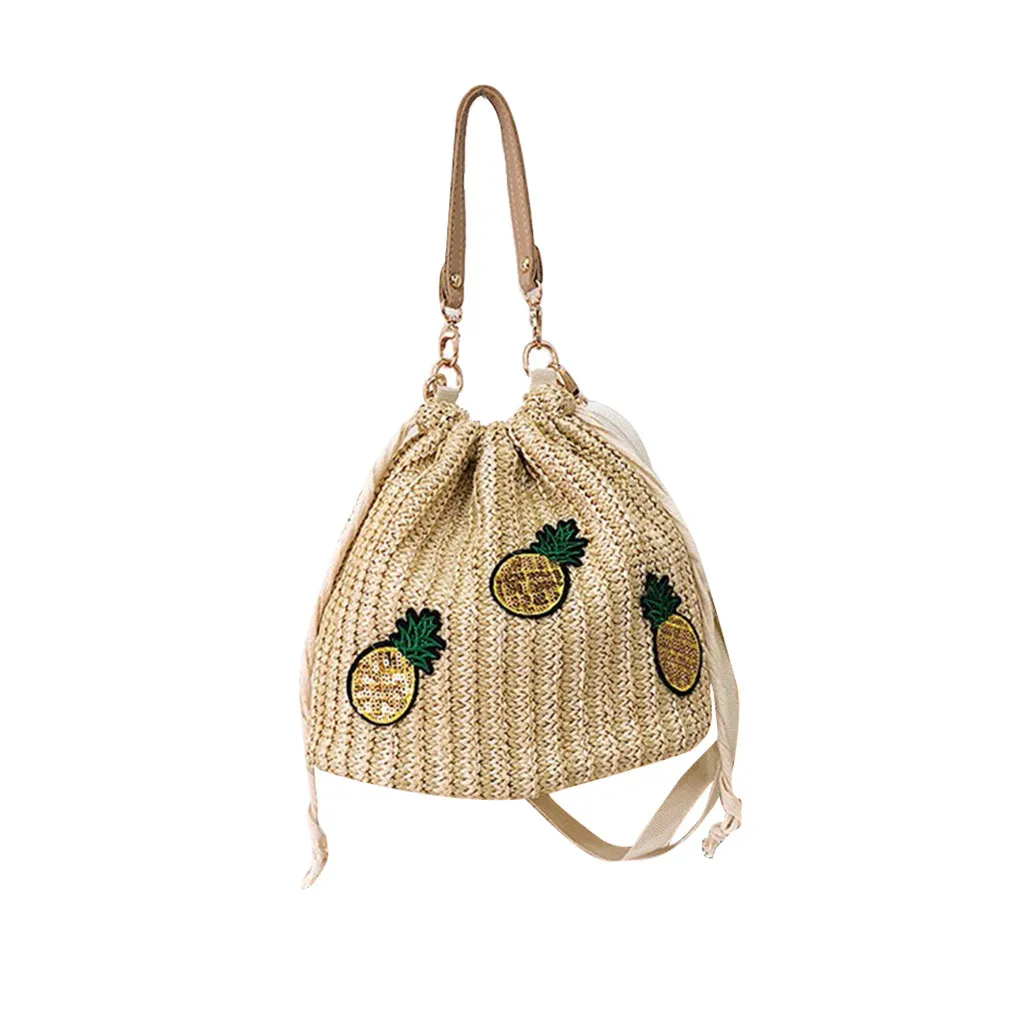 

Maison Fabre Messenger Bag Women Ladies Beach Pineappl Straw Bucket Bag Burlap Square Linen Crossbody Bags Female Woven Handbags