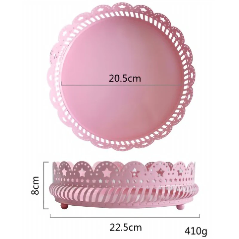 

Sweetgo Pink Crown Round Tray Push Cake Stand Hollow Out Star Plate Cake Decorating Tools Candy Bar Storage Holders