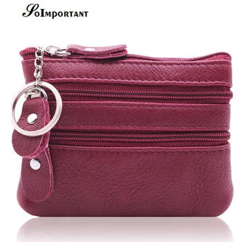

New Women Mini Wallets Female Slim Small Coin Purse 5 Zipper Magic Walet Lady Money Bags Card Holder Portomonee With Key Ring